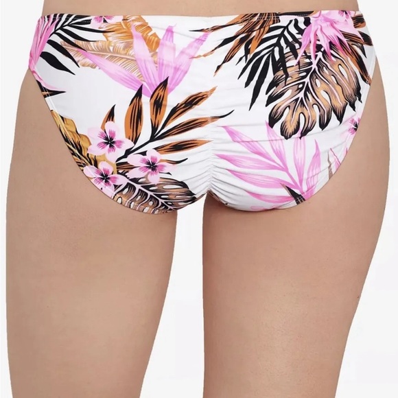 Salt + Cove Women's Tropic Time Printed Cinch-Back Bikini Bottoms Pink Large (N) - Picture 2 of 3